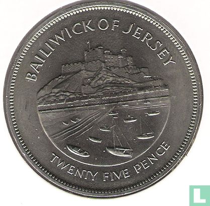 Jersey 25 pence 1977 "25th anniversary Accession of Queen Elizabeth II" - Afbeelding 2