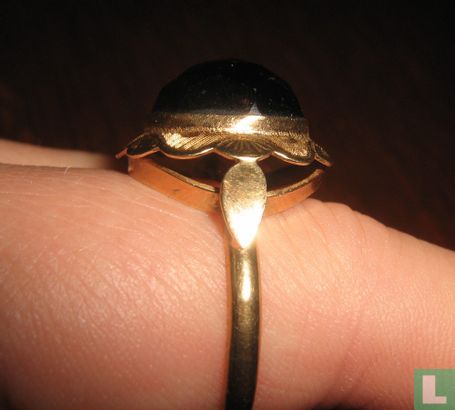 Antieke gouden ring met granaat - Afbeelding 2