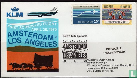 First KLM flight Amsterdam - Los Angeles