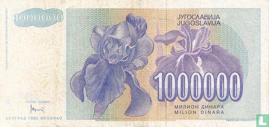 Joegoslavië 1 Miljoen Dinara 1993 - Afbeelding 2