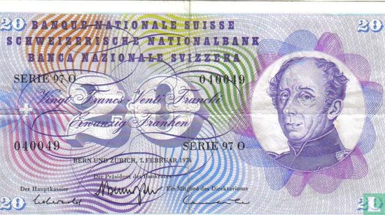 Zwitserland 20 Franken 1974 - Afbeelding 1