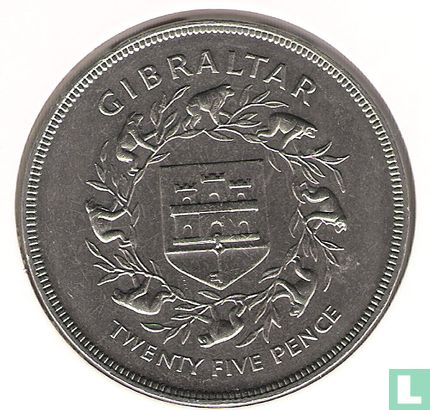 Gibraltar 25 Pence 1977 "25th anniversary Accession of Queen Elizabeth II" - Bild 2