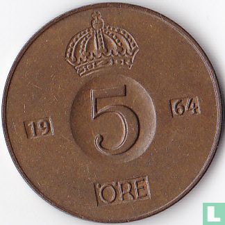 Zweden 5 öre 1964 (O in de kroon) - Afbeelding 1