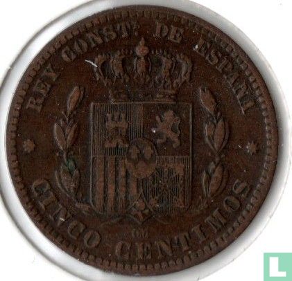 Spain 5 centimos 1877 (OM) - Image 2