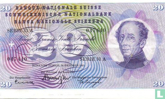 Zwitserland 20 Franken 1961 - Afbeelding 1