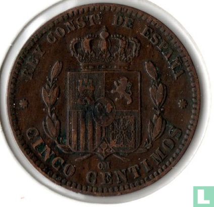 Spain 5 centimos 1878 - Image 2