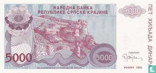 Srpska Krajina 5.000 Dinara 1993 - Image 1