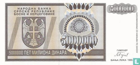 Srpska 5 Miljoen Dinara 1993 - Afbeelding 1