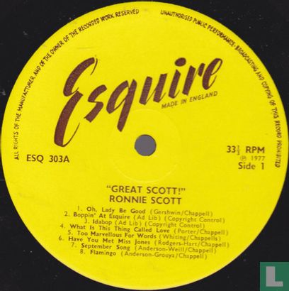 Ronnie Scott Studio recordings Volume 1 Great Scott  - Image 3