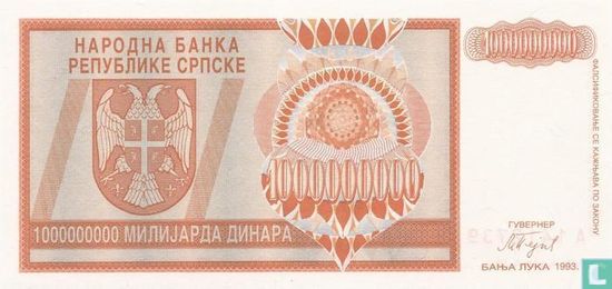 Srpska 1 Billion Dinara 1993 - Image 1