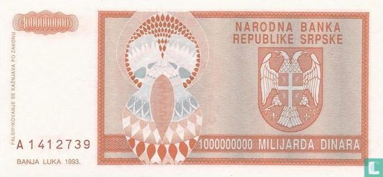 Srpska 1 Milliard Dinara 1993 - Image 2