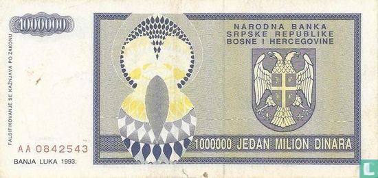 Srpska 1 Miljoen Dinara 1993 - Afbeelding 2