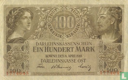 Kowno 100 Mark 1918 - Afbeelding 1