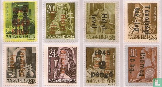 Briefmarken von 1943, 1944 und 1945, mit Aufdruck(en) (III)