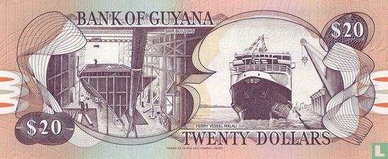 Guyana 20 Dollars ND (1989) P27a2 - Image 2