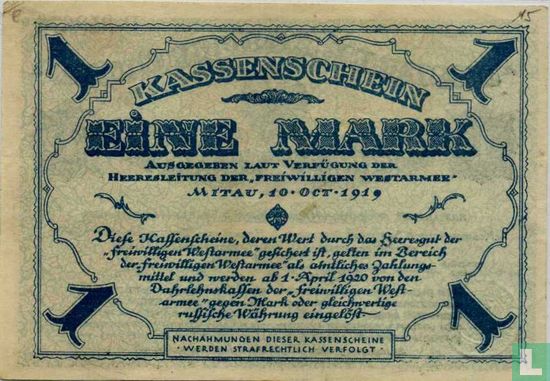 1 Mark 1915, Stadt Mitau, Grab LE63e - Bild 1