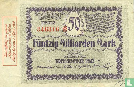 Duitsland, Pfalz 50 miljard Mark 1923 Bay262 - Bild 1