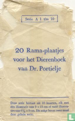 Zakje. 20 Rama-plaatjes voor het Dierenboek van Dr. Portielje. Serie A 1 t/m 10