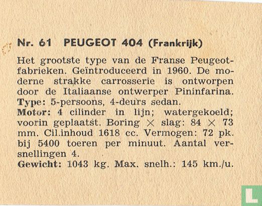 Peugeot 404 (Frankrijk) - Afbeelding 2