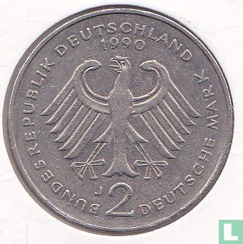 Allemagne 2 mark 1990 (J - Franz Joseph Strauss) - Image 1
