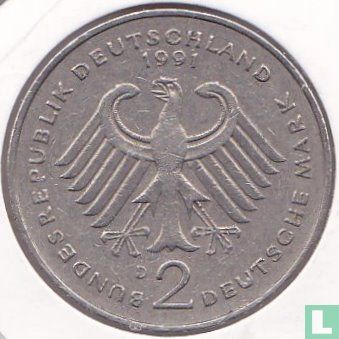 Allemagne 2 mark 1991 (D - Kurt Schumacher) - Image 1