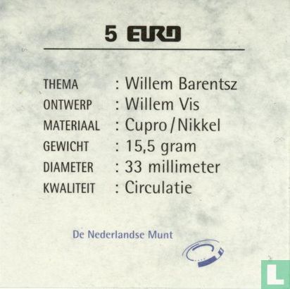 Nederland 5 Euro 1996 "Willem Barentsz" - Afbeelding 3