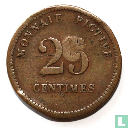 België 25 centimes 1833 Monnaie Fictive, Vilvoorde (met klop) - Afbeelding 2