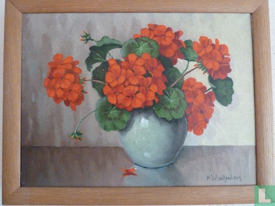 H. Schallenberg, vaas met geraniums - Image 1