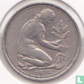 Germany 50 pfennig 1974 (F - large F) - Image 1