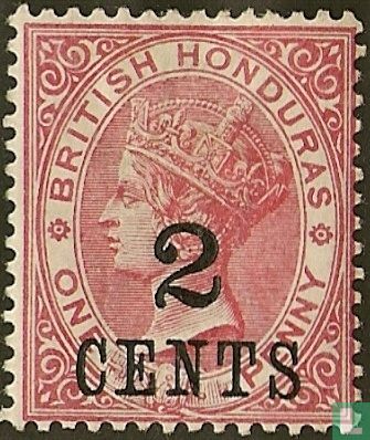Queen Victoria, with overprint