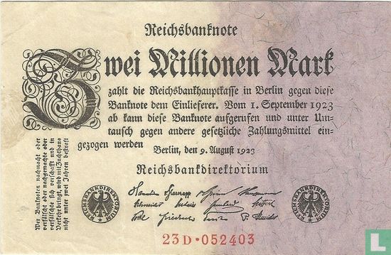 Allemagne 2 Million Mark 1923 (P.103 - Ros.102c) - Image 1