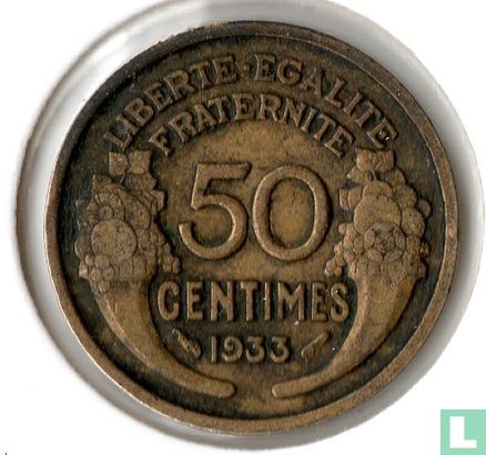Frankrijk 50 centimes 1933 (open 9) - Afbeelding 1