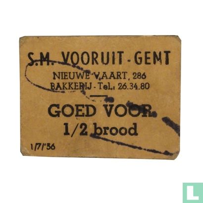 Goed voor 1/2 brood, S.M. VOORUIT (licht bruin)