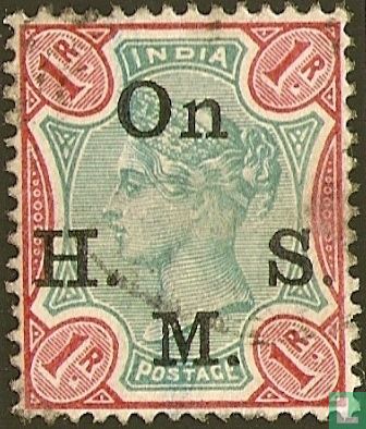 Koningin Victoria met grote opdruk On H.M.S. - Afbeelding 1