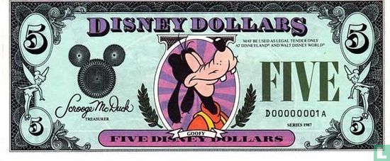 5 Disney Dollars 1987 - Afbeelding 1