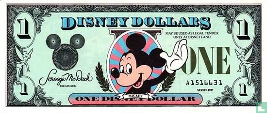 1 Disney Dollar 1987 - Afbeelding 1