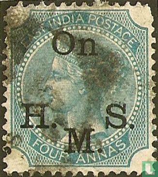 Queen Victoria with small overprint On H.M.S.