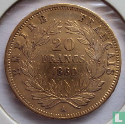Frankrijk 20 francs 1860 (A) - Afbeelding 1