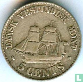 Danish West Indies 5 cents 1859 - Image 2