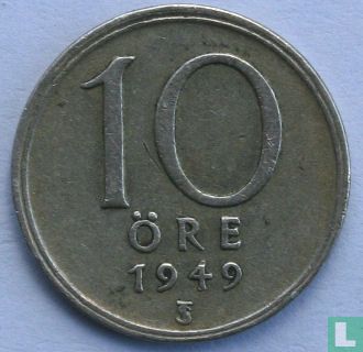 Zweden 10 öre 1949 - Afbeelding 1