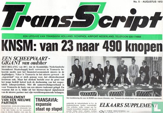 Transavia - Transscript augustus 1972/Nr.5