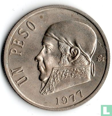 Mexico 1 peso 1977 (dikke datum) - Afbeelding 1