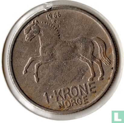 Norvège 1 krone 1966 - Image 1