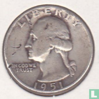 États-Unis ¼ dollar 1951 (sans lettre) - Image 1