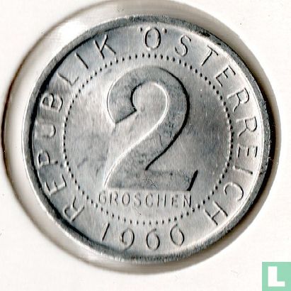Austria 2 groschen 1966 - Image 1