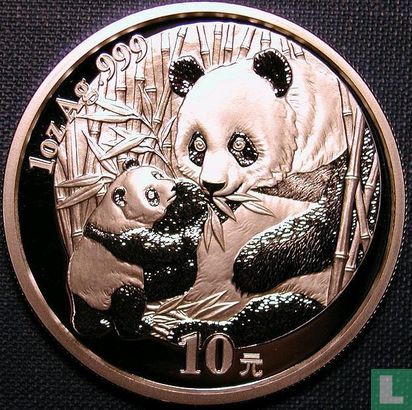 China 10 yuan 2005 (PROOF) "Panda" - Afbeelding 2