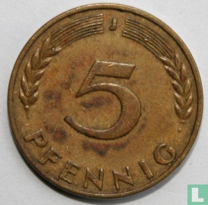 Duitsland 5 pfennig 1950 (J - grote J) - Afbeelding 2