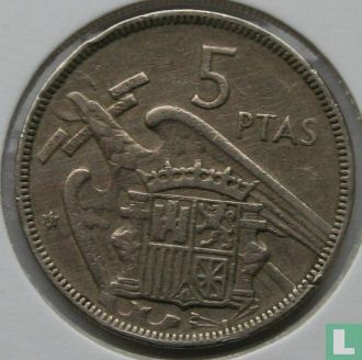 Spain 5 pesetas 1957 (61) - Image 1