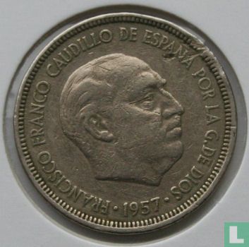 Spain 5 pesetas 1957 (61) - Image 2