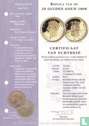 Nederland 20 Gulden Goud 1808 Replica - Bild 3
